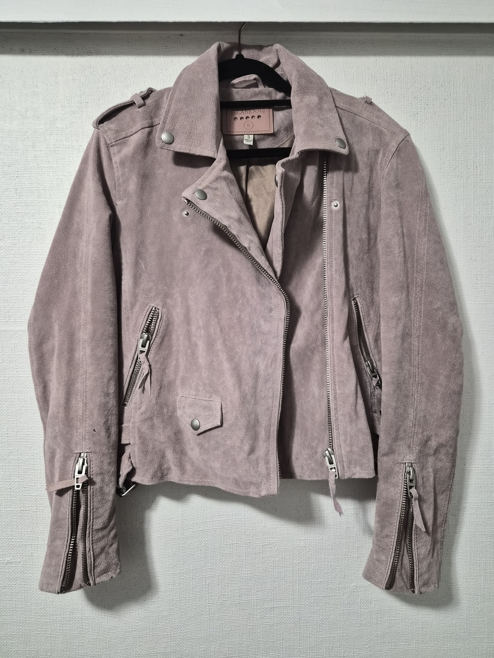 Blank NYC Dusty Pink Genuine Suede Moto Jacket